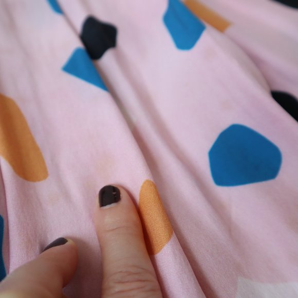 Dusen Dusen Silk Geometric Patterned Pink Tank Midi Dress, Size Small - Picture 14 of 15